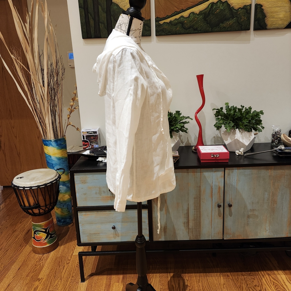 American Colors White Linen Hoodie - Picture 7 of 10